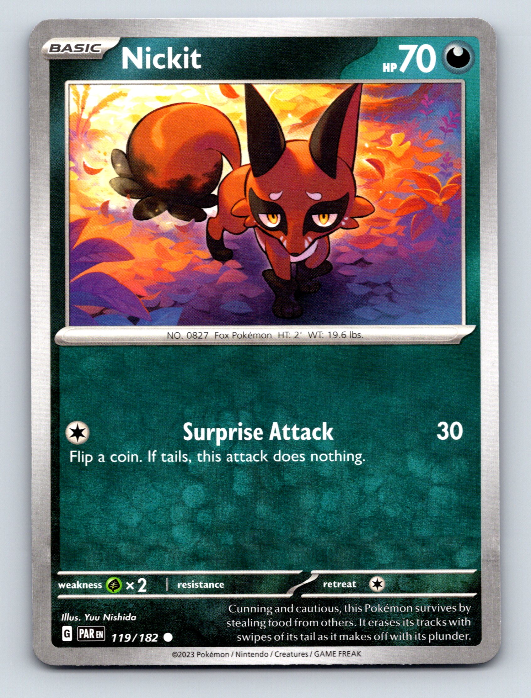 Basic Nickit HP 70 Surprise Attack Rarity Green Lush Pokémon Image