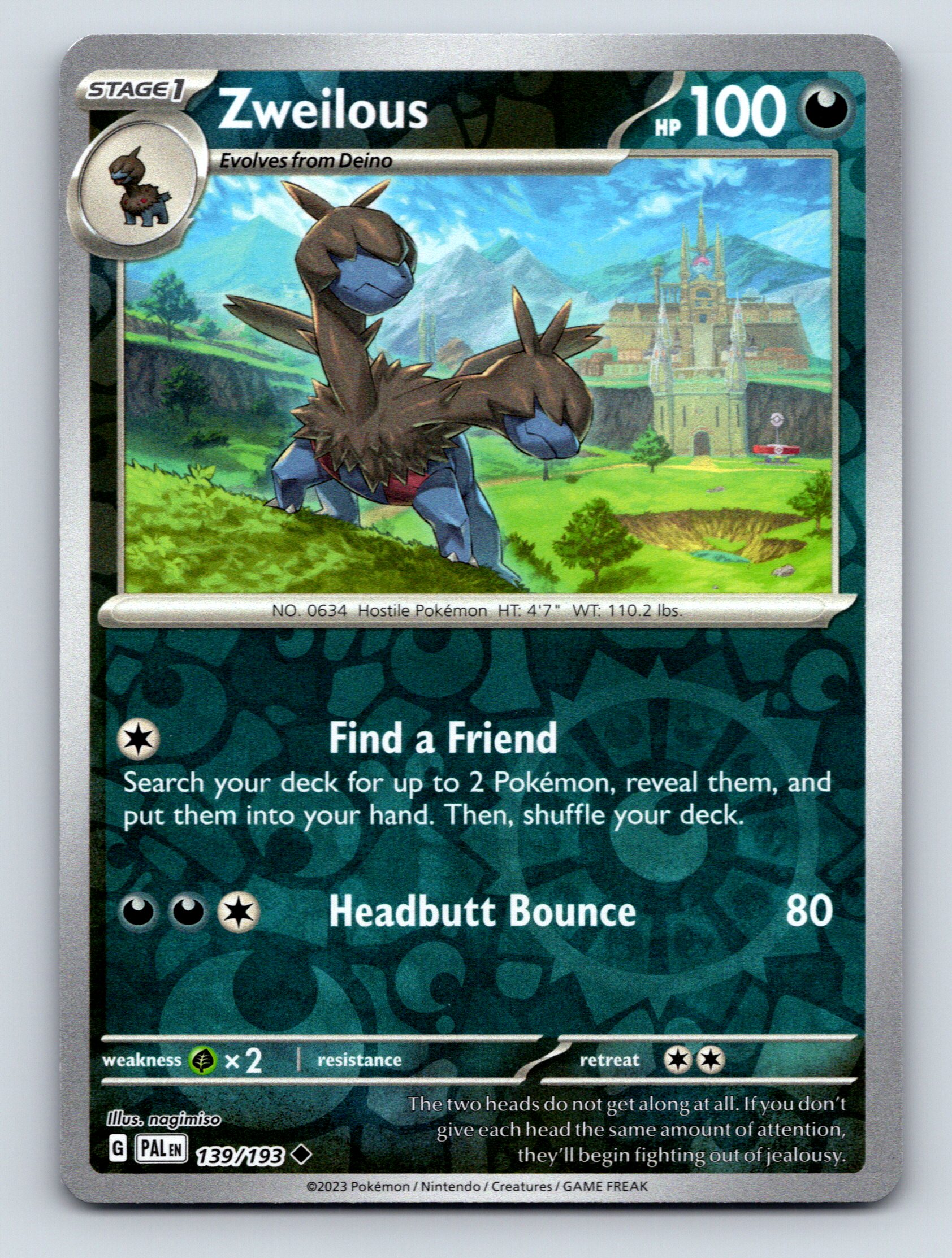 Stage 1 Zweilous HP 100 Find A Friend Attack Rarity Dark Pokémon