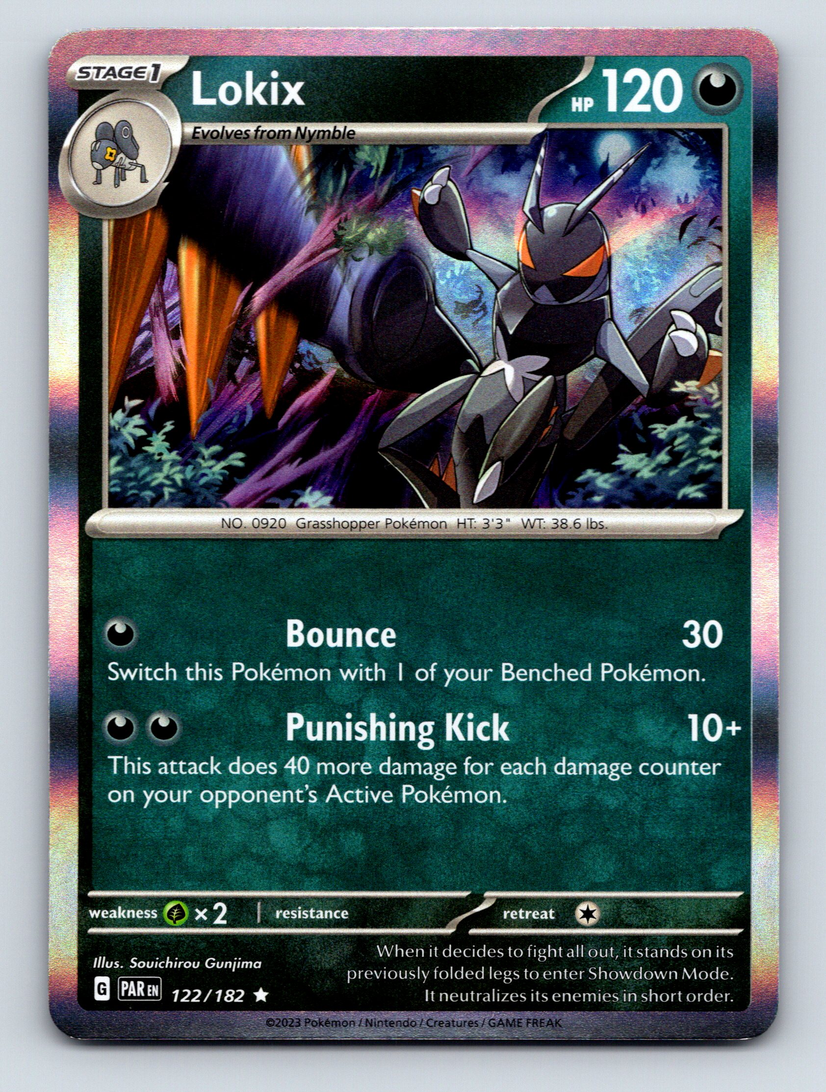 Stage 1 Lokix HP 120 Bounce Attack Punishing Rarity Green Pokmon | eBay Stage 1 Lokix HP 120 Bounce Attack Punishing Rarity Green Pokmon | eBay