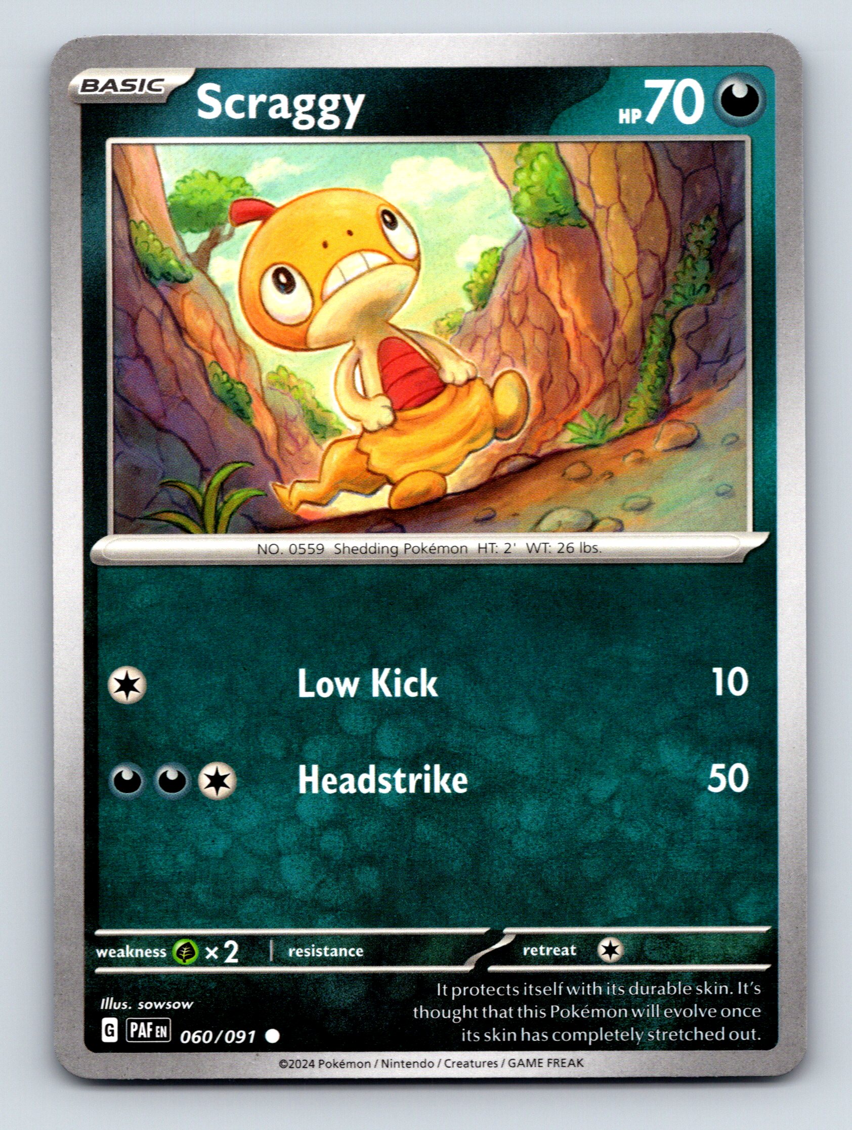 Basic Scraggy HP 70 Low Kick Headstrike Attack Rare Dark Pokémon
