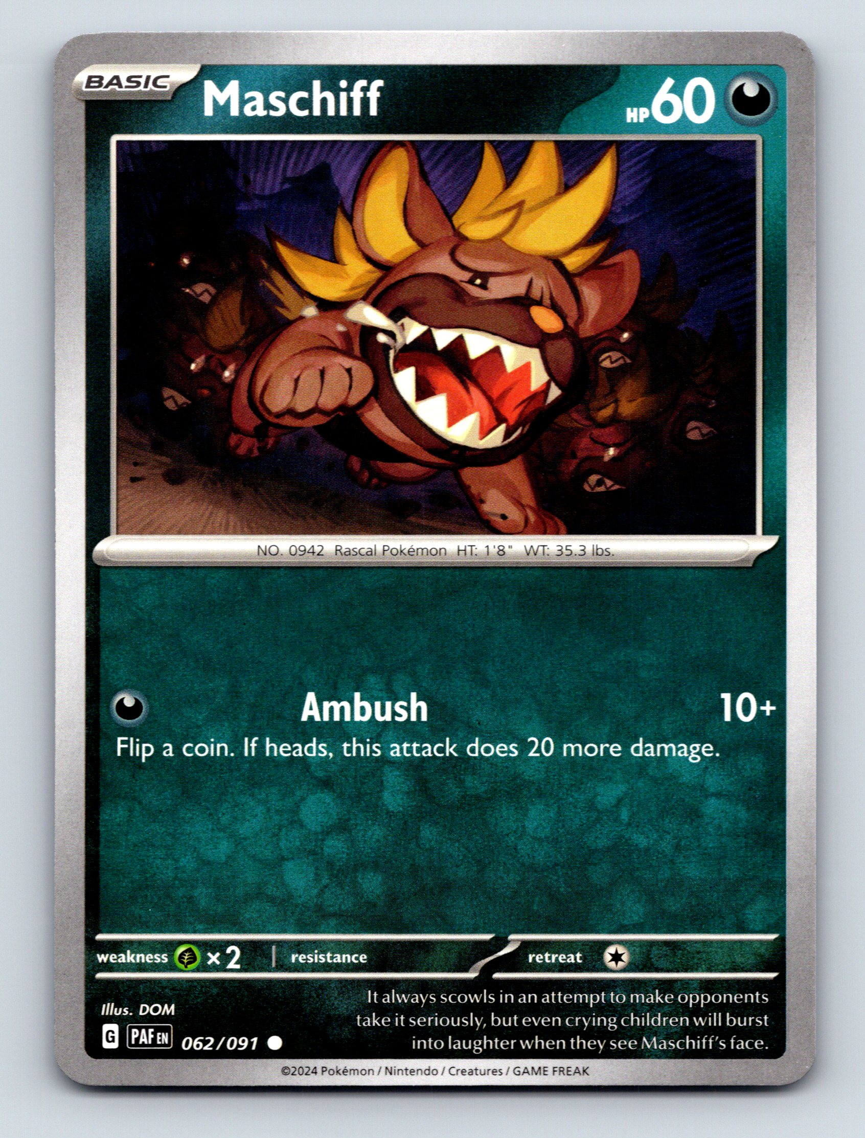 maschiff pokemon card Pokmon TCG: Scarlet & Violet-Paldean Fates Tech Sticker Collection (Shiny Maschiff) Darkness / 60 / Basic Attack 1 Pokemon Card sv4a 125/190 Maschiff