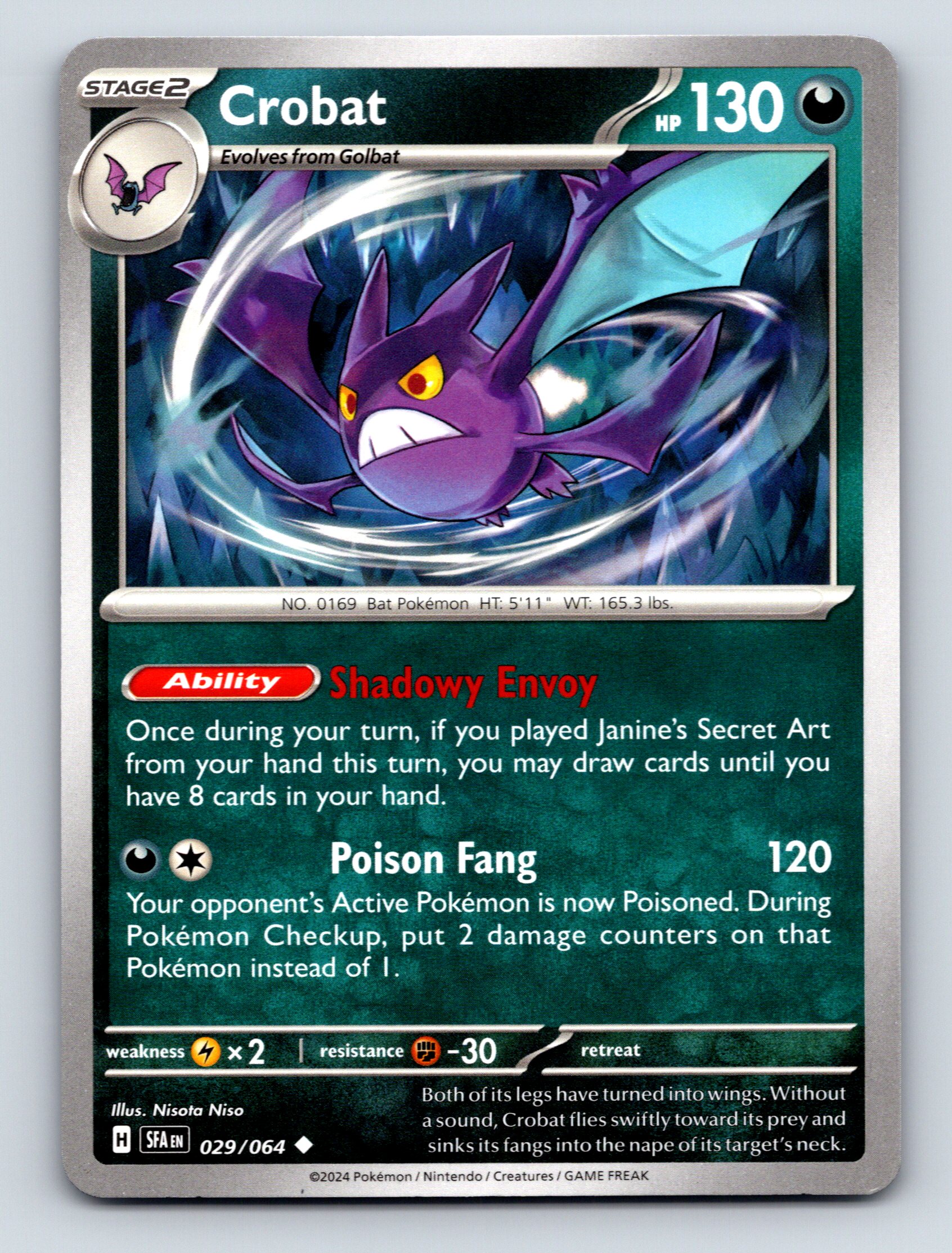 Stage 2 Crobat HP 130 Shadowy Envoy Ability Poison Fang Attack