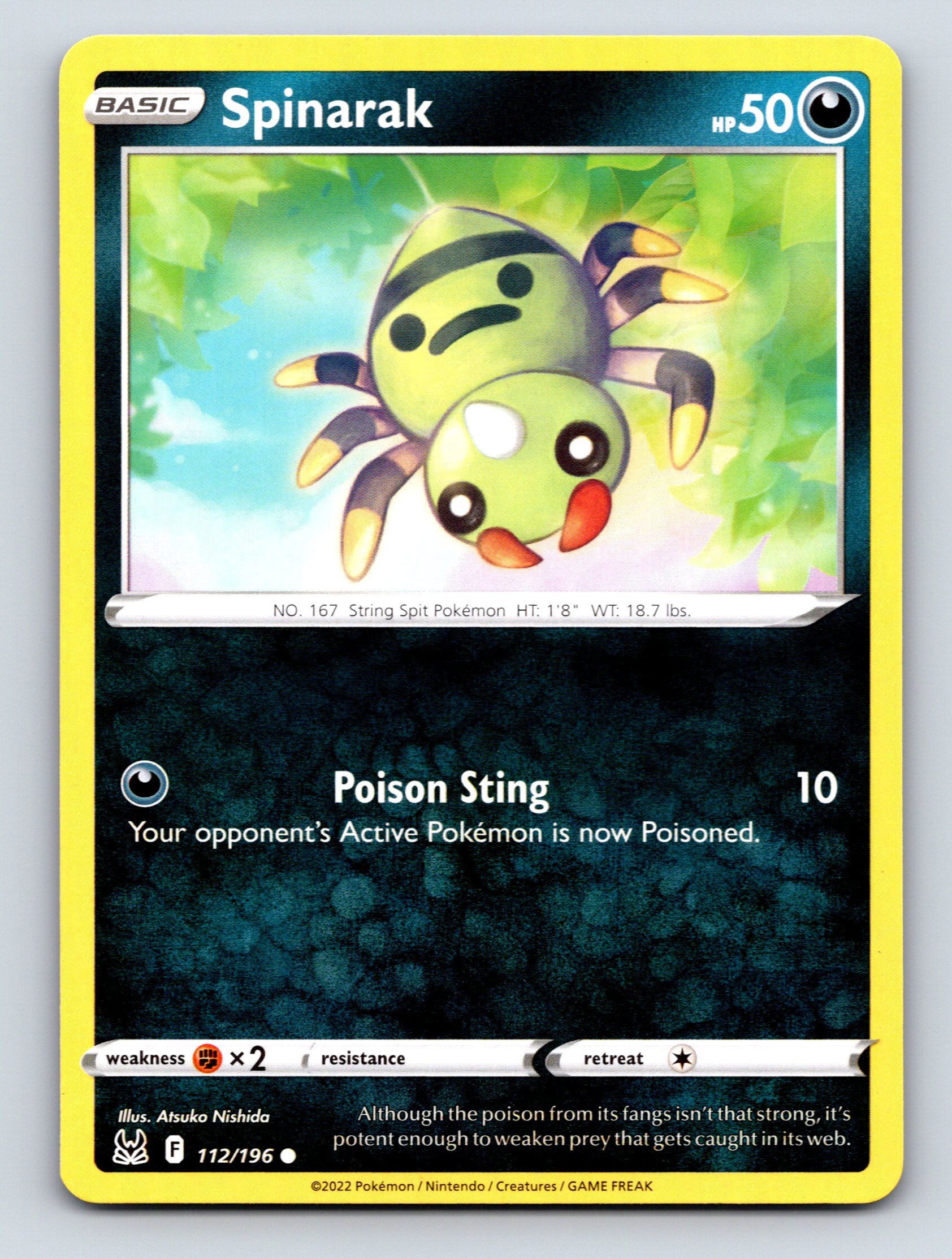 Basic Spinarak HP 50 Poison Sting Attack String Spit Pokémon Green