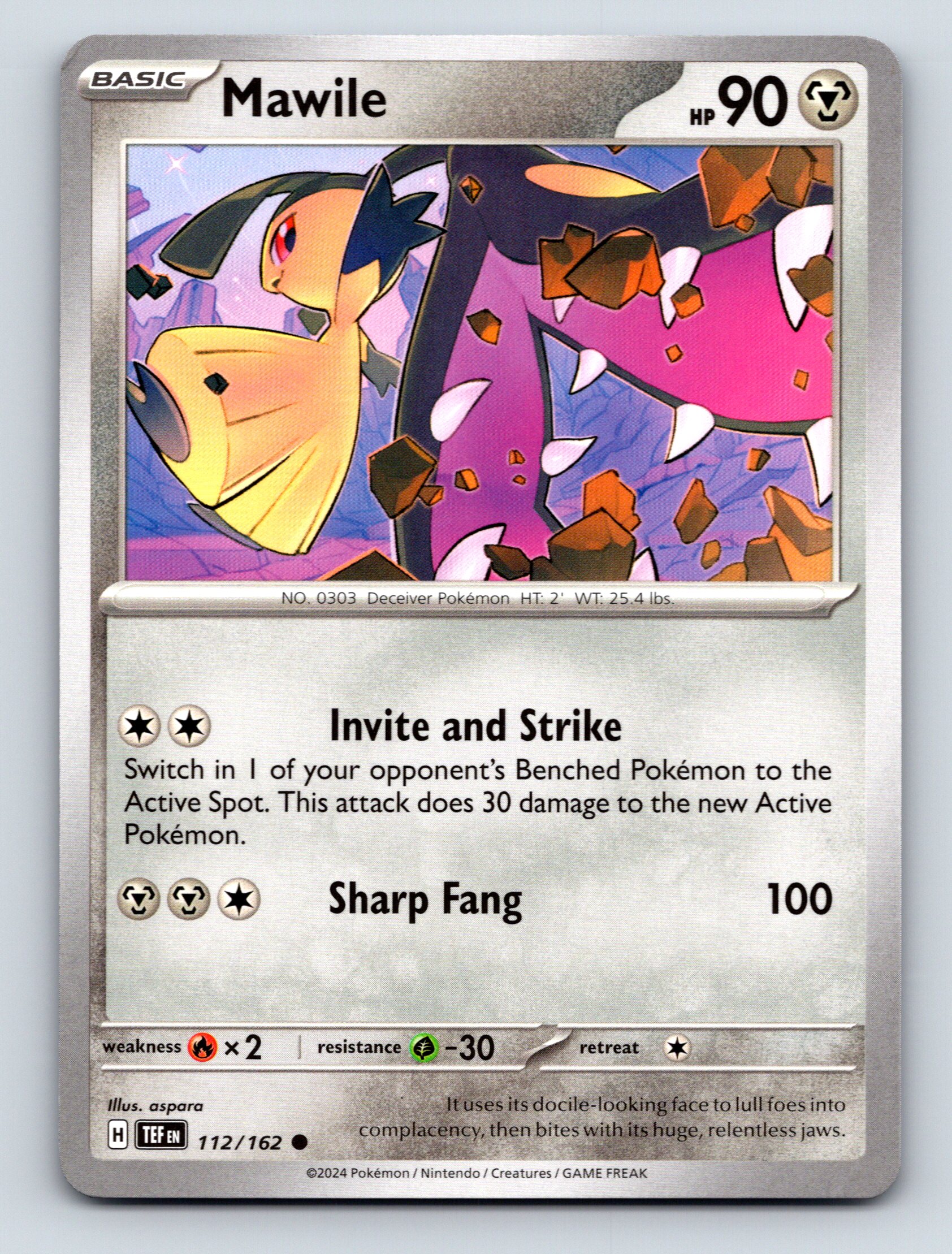 Basic Mawile HP 90 Sharp Fang Attack Colorless Pokémon Gray Card