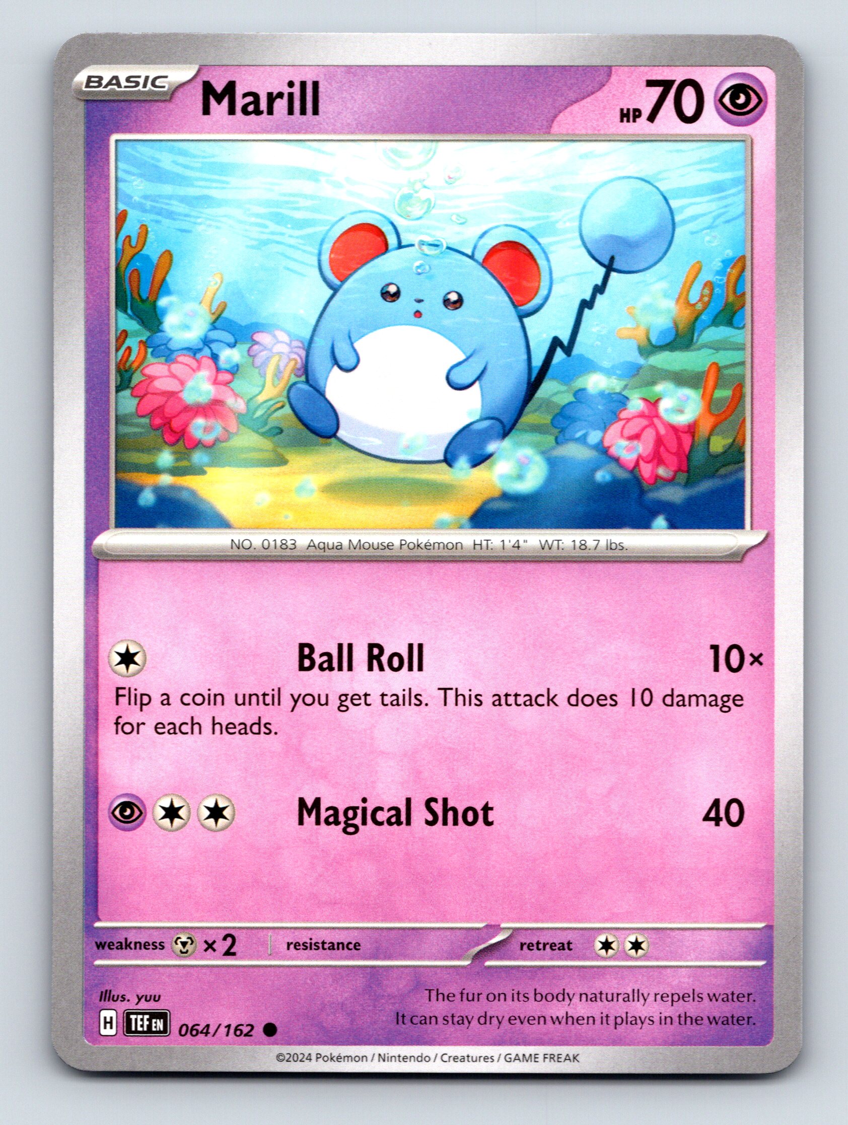 Basic Marill HP 70 Ball Roll Attack Rare Pink Colorful Pokémon | eBay