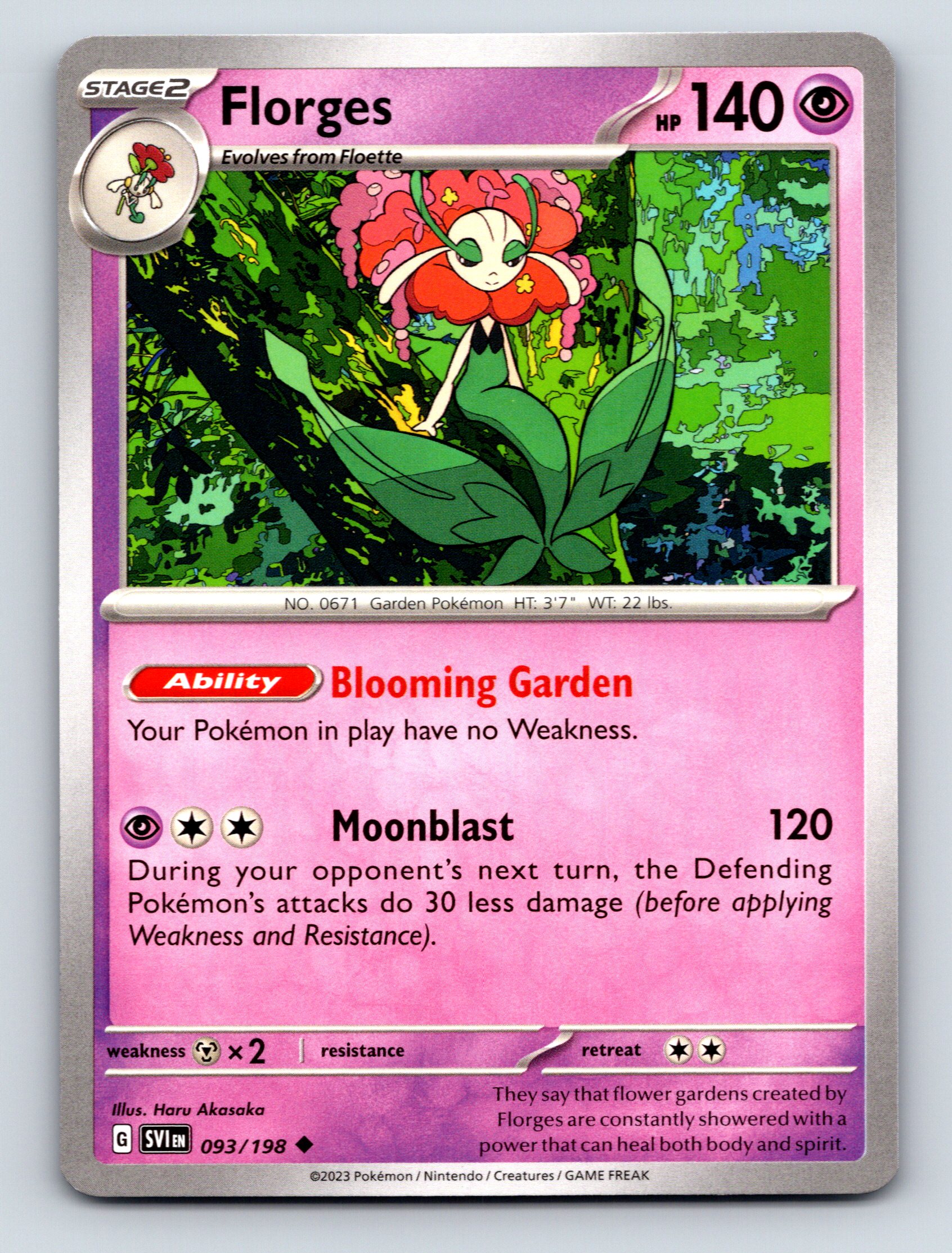 Stage 2 Florges HP 140 Moonblast Attack Rarity Pink Lush Pokémon | eBay