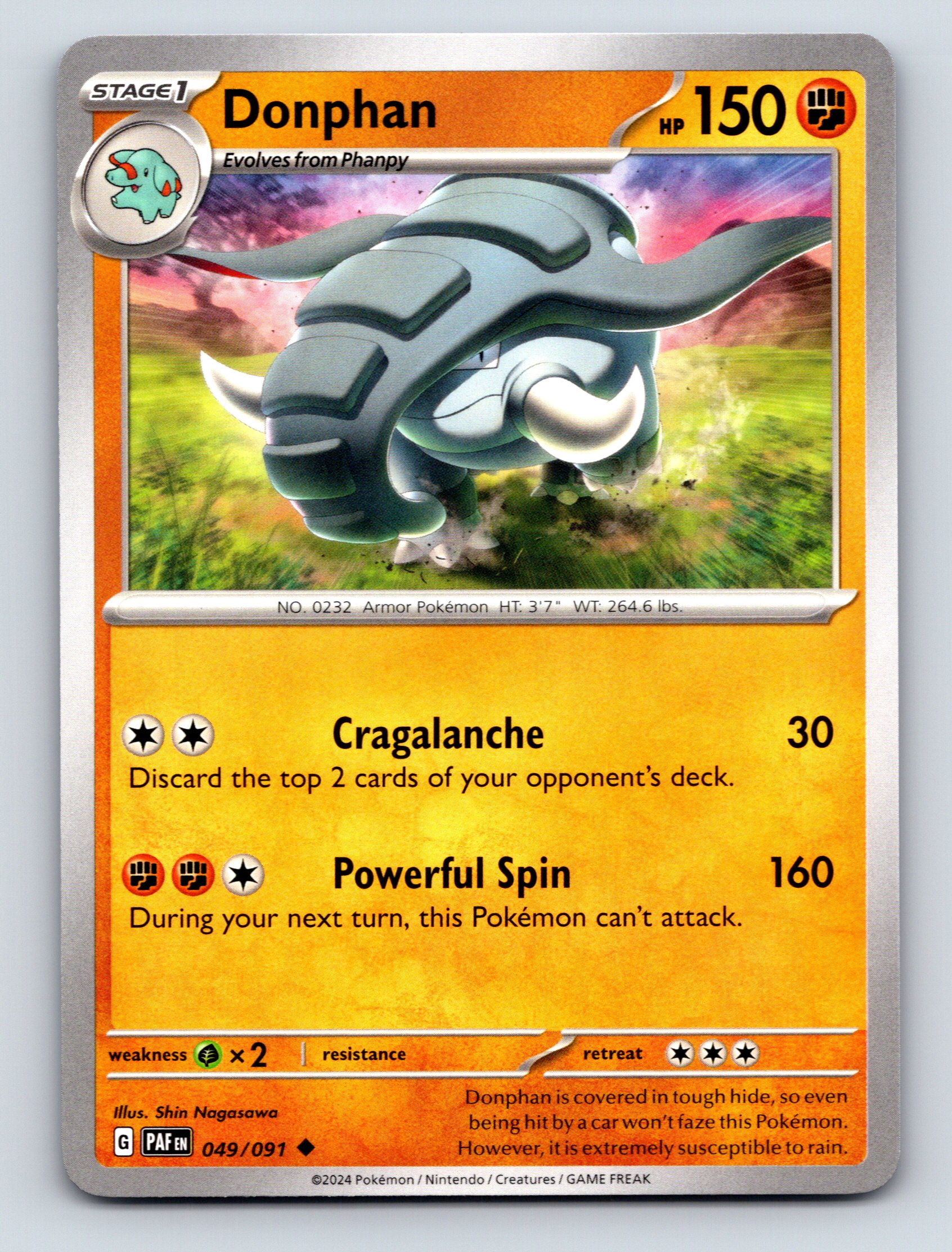 Stage 1 Donphan HP 150 Cragalanche Attack Rarity Orange Colorful