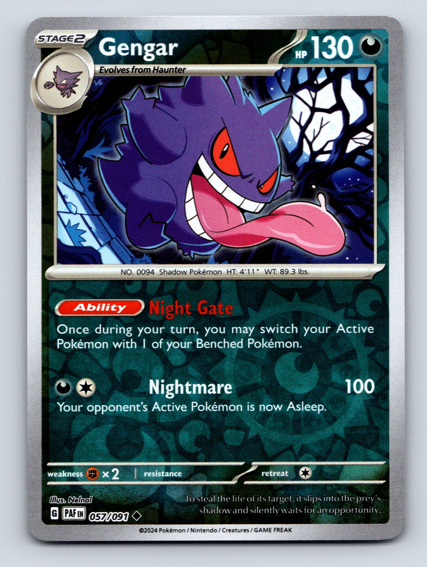 gengar stage 2 pokemon card value Stage 2 Gengar HP 130 Night Gate Ability Nightmare Attack Rare Dark Iconic  Pokém
