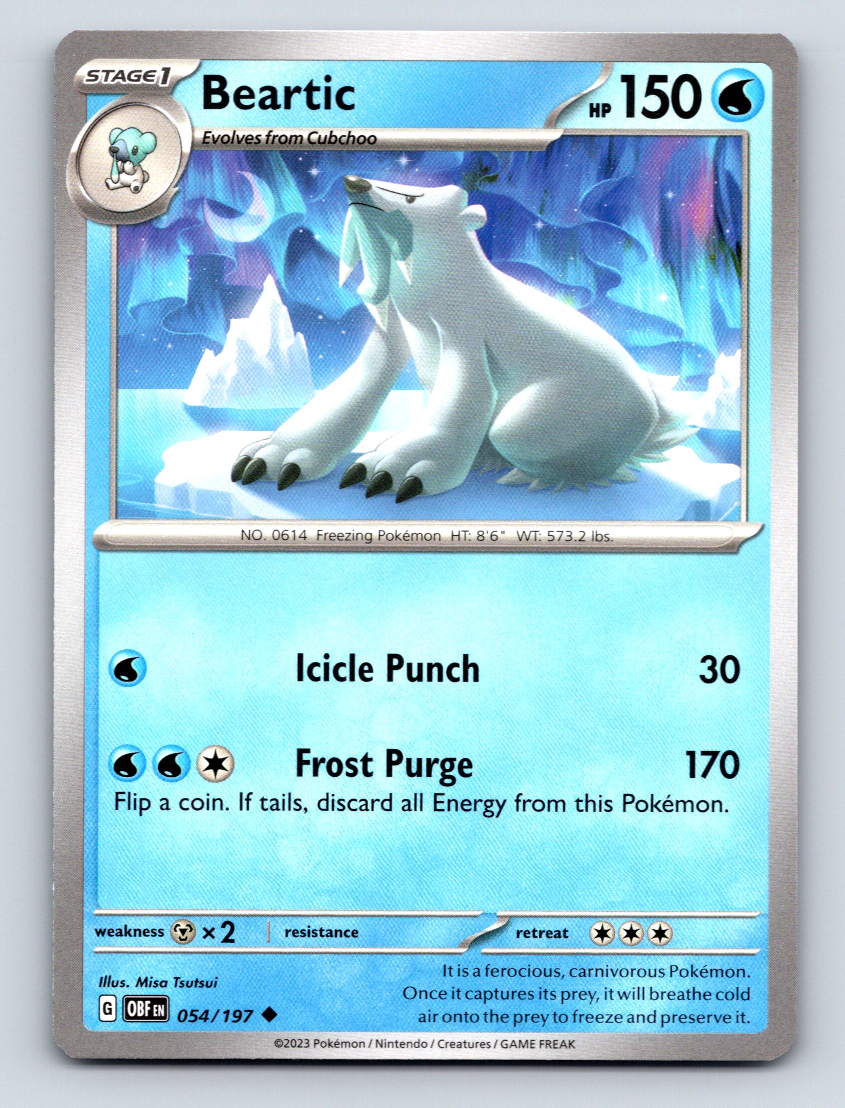 Stage 1 Beartic HP 150 Icicle Punch Frost Purge Blue Pokémon Card