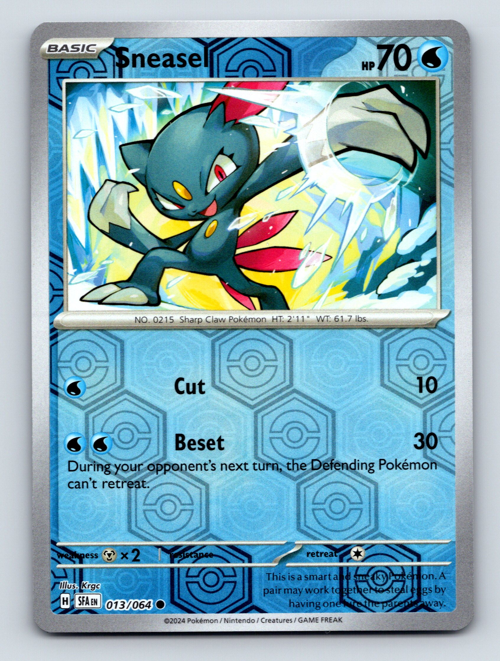 Basic Sneasel HP 70 Cut Attack Rarity Blue Sharp Claw Pokmon