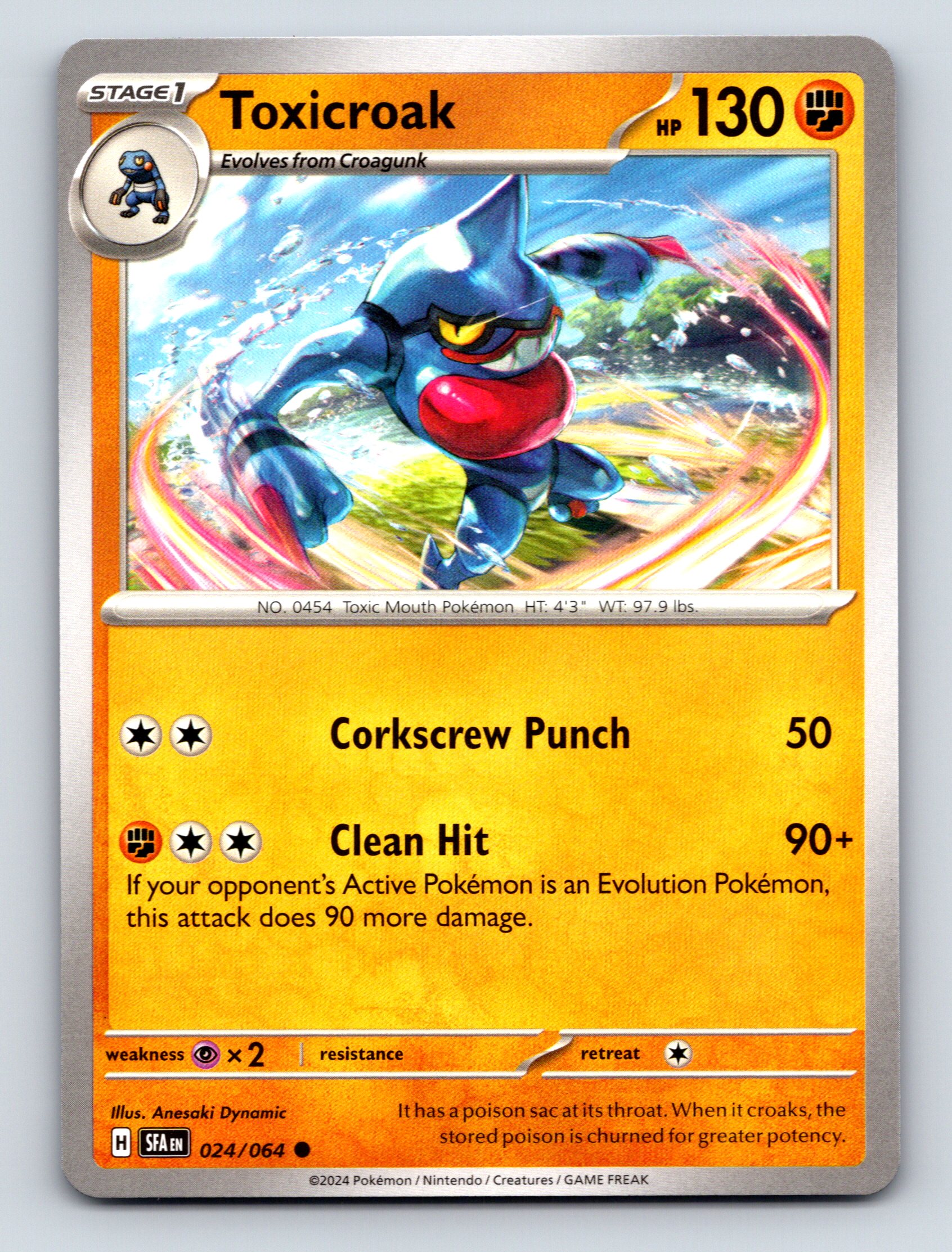 Stage 1 Toxicroak HP 130 Clean Hit Rarity Orange Dynamic Pokémon