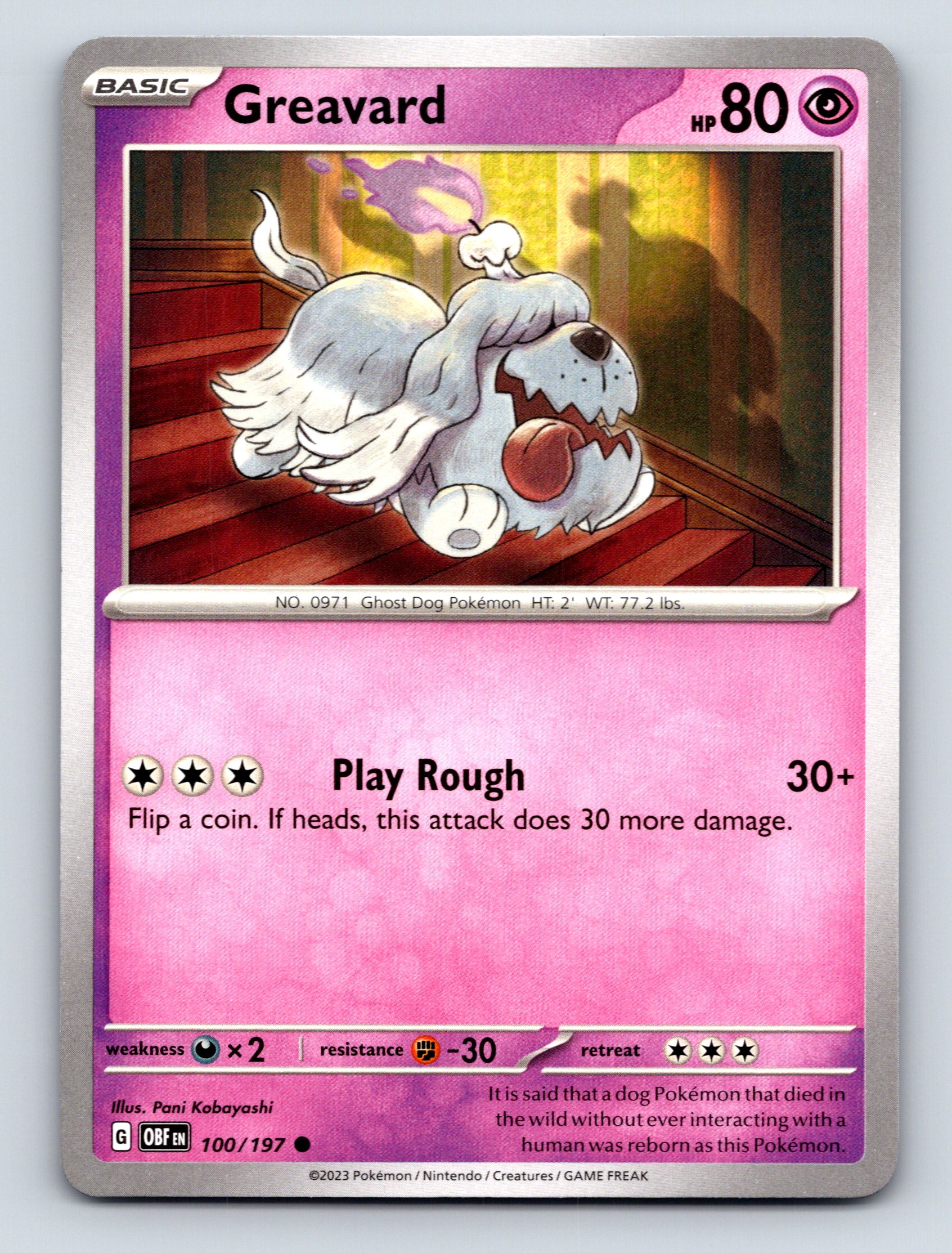 Basic Greavard HP 80 Play Rough Attack Pokémon Pink Spectral Glow