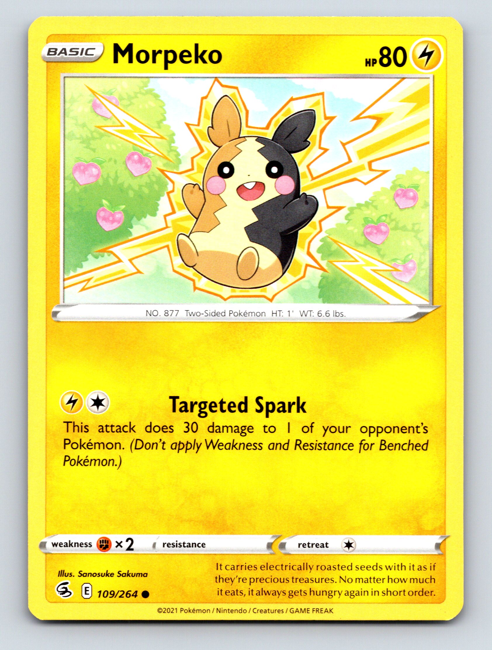 Basic Morpeko HP 80 Targeted Spark Attack Rarity Yellow Pokémon Card