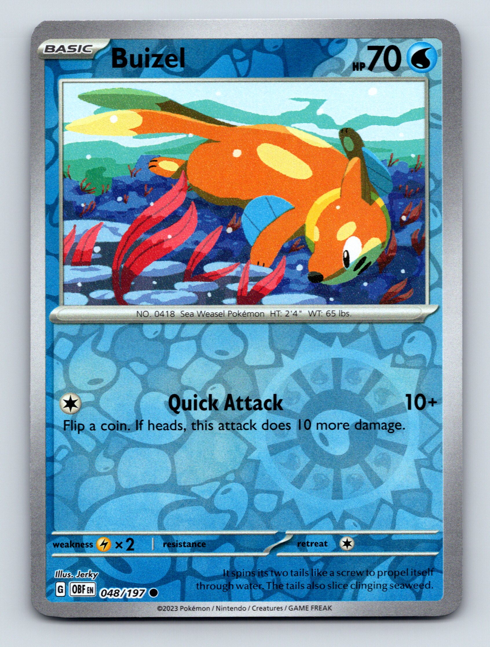Basic Buizel HP 70 Quick Attack Rarity Blue Energetic Pokémon Card