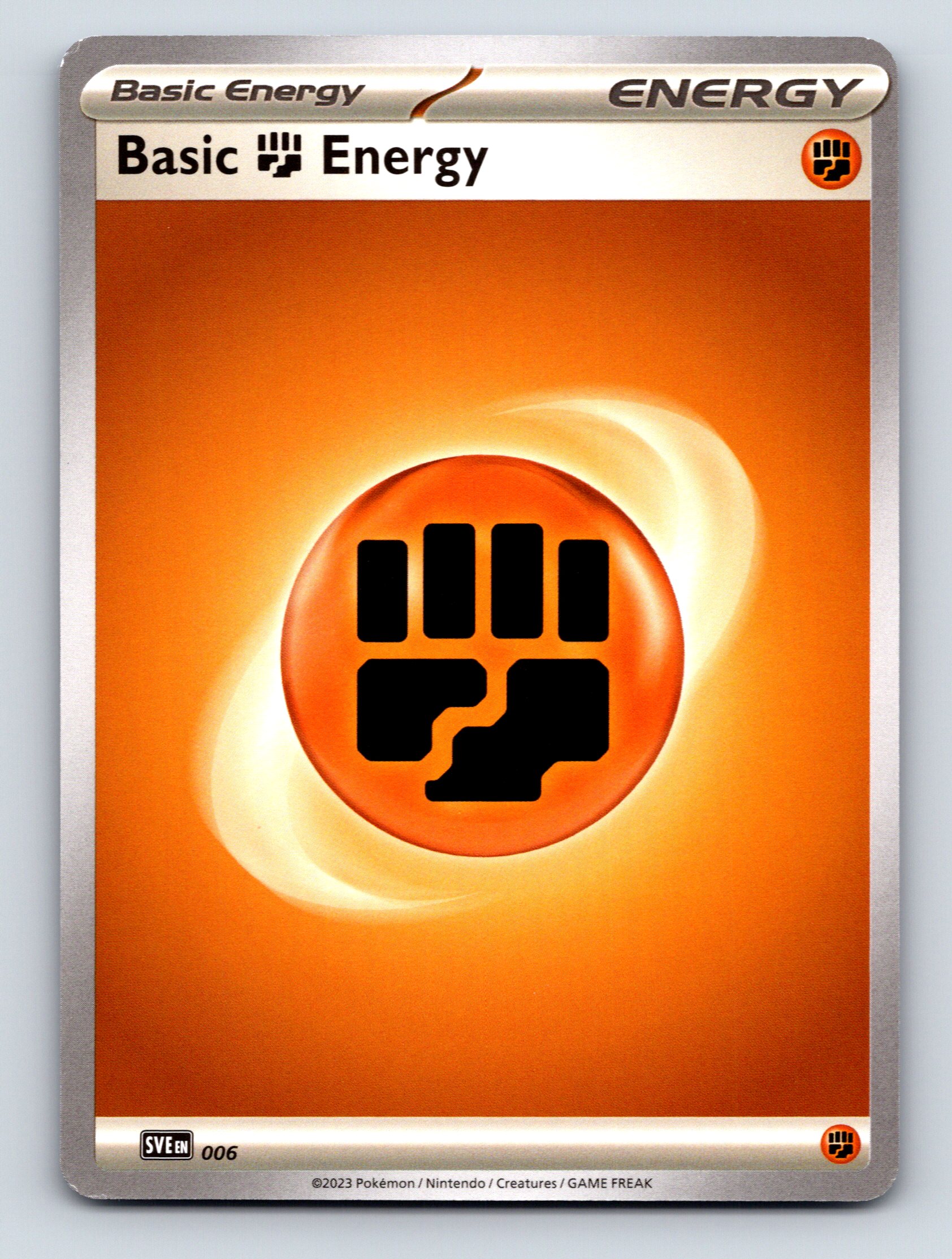 Basic Fighting Energy Card Vibrant Orange Color Energetic Pokémon Boost