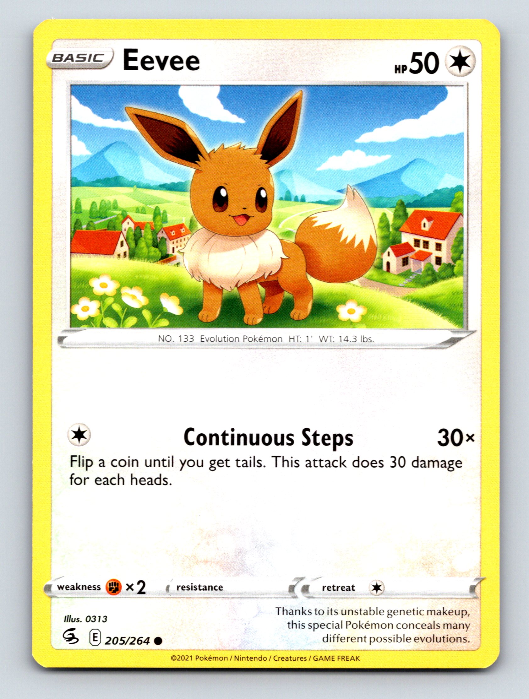 Basic Eevee HP 50 Continuous Steps Attack Rarity Yellow Pokémon Card