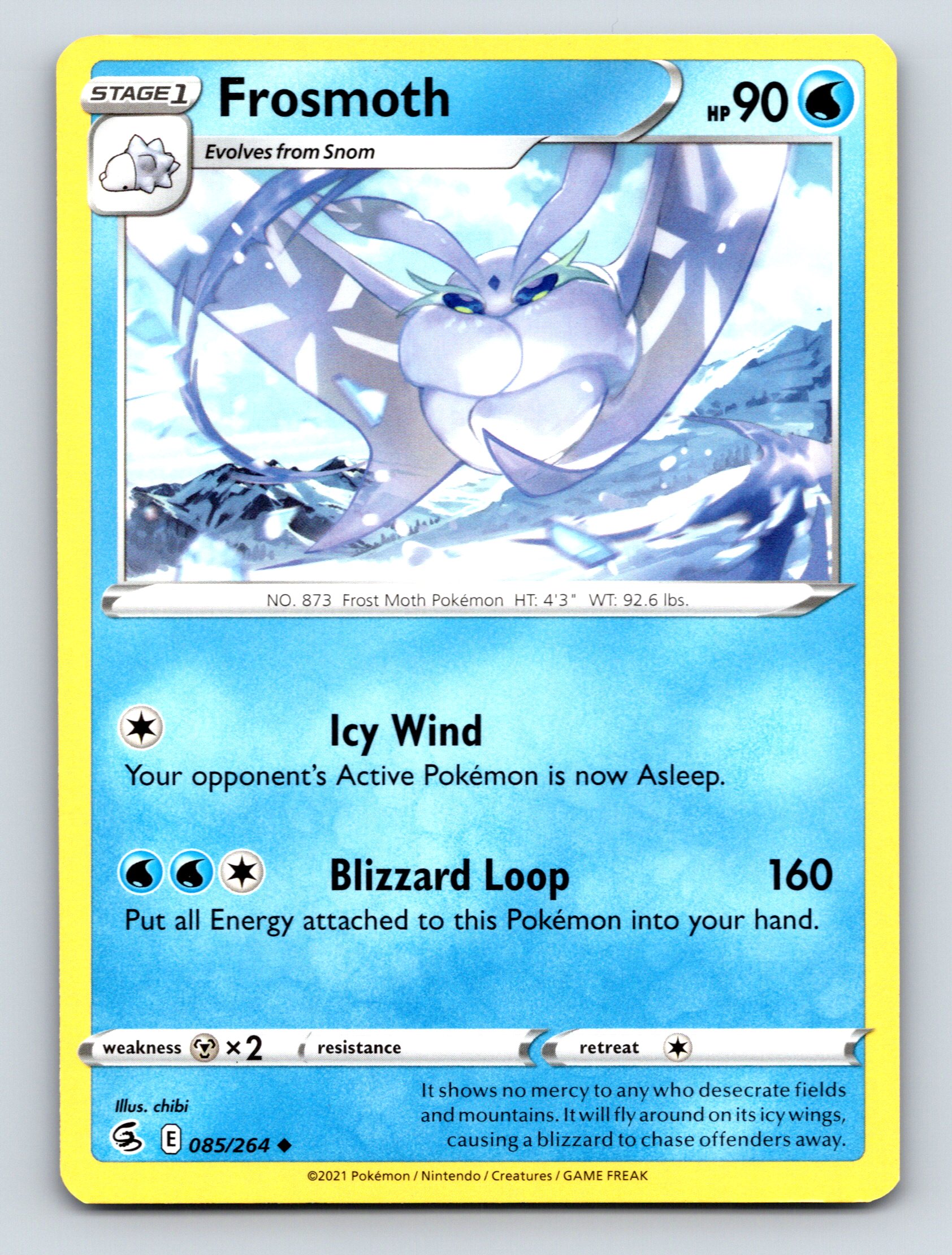 Stage 1 Frosmoth HP 90 Blizzard Loop Attack Rarity Blue Colorful