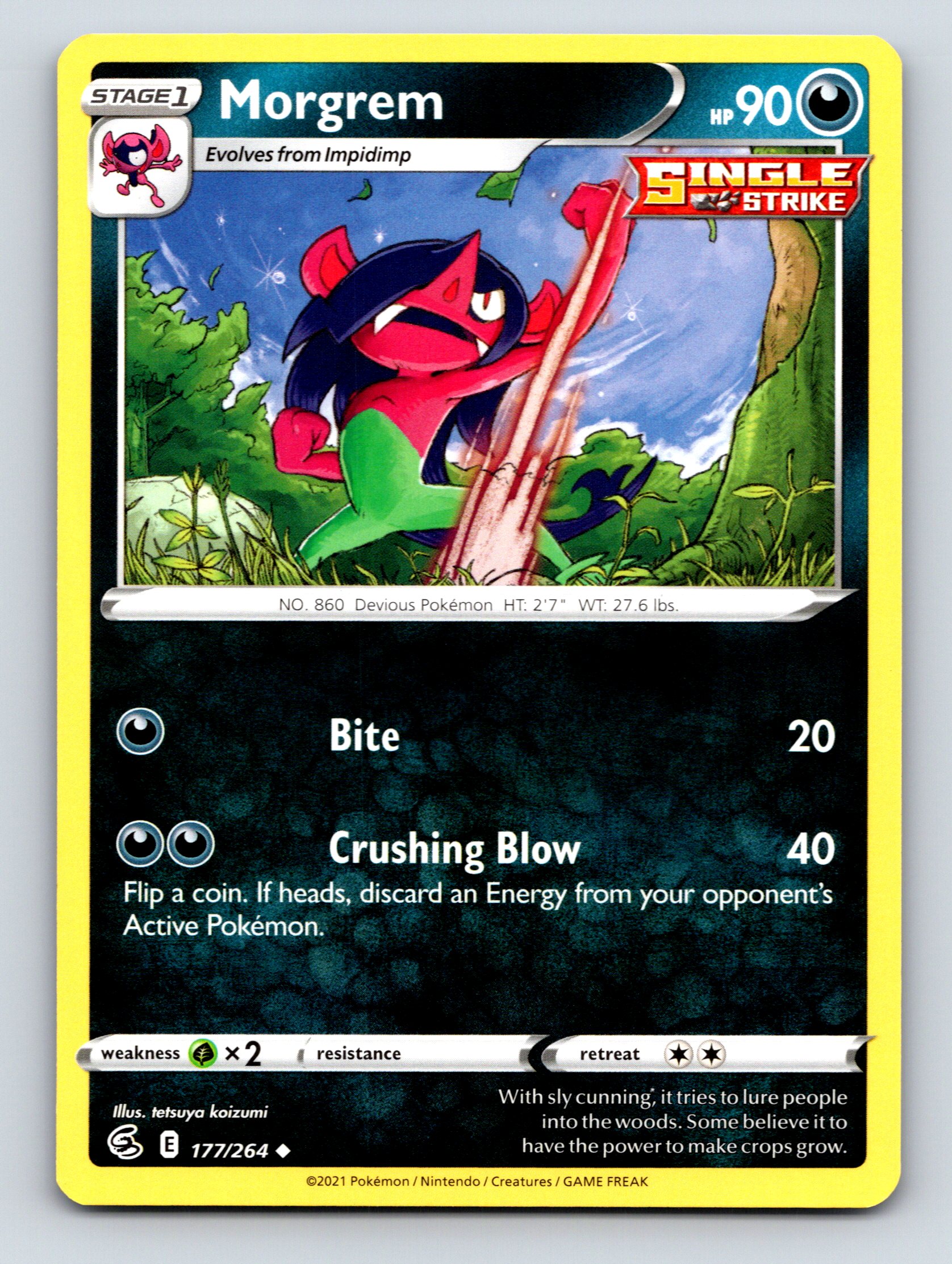 Stage 1 Morgrem HP 90 Crushing Blow Pokmon Devious Green Shadow