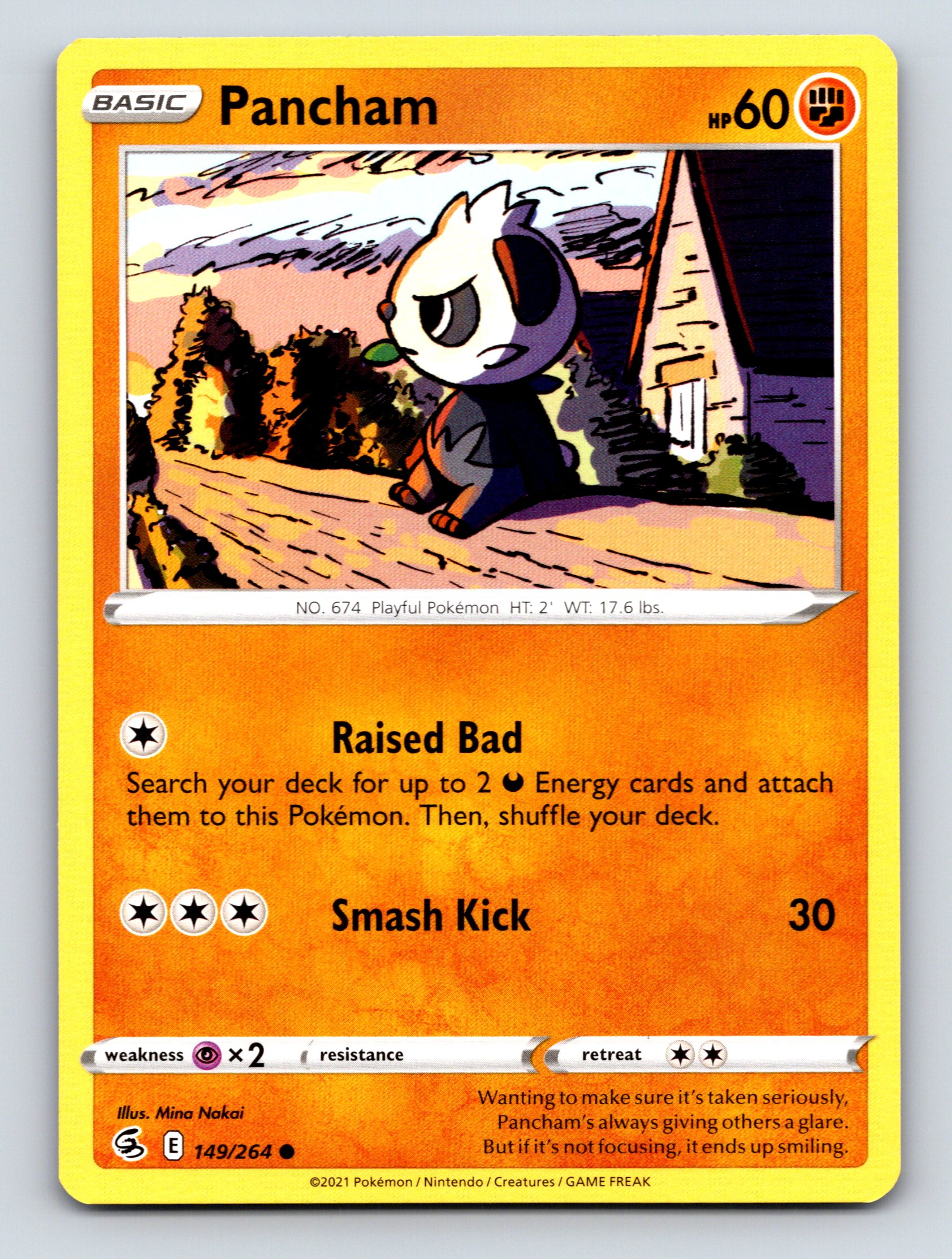 Basic Pancham HP 60 Raised Bad Smash Kick Rarity Orange Pokémon | eBay