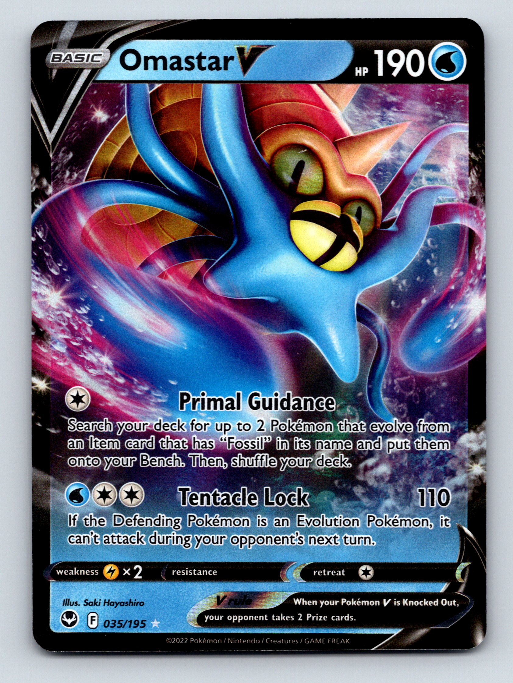 Basic Omastar V HP 190 Primal Guidance Tentacle Lock Rarity Blue