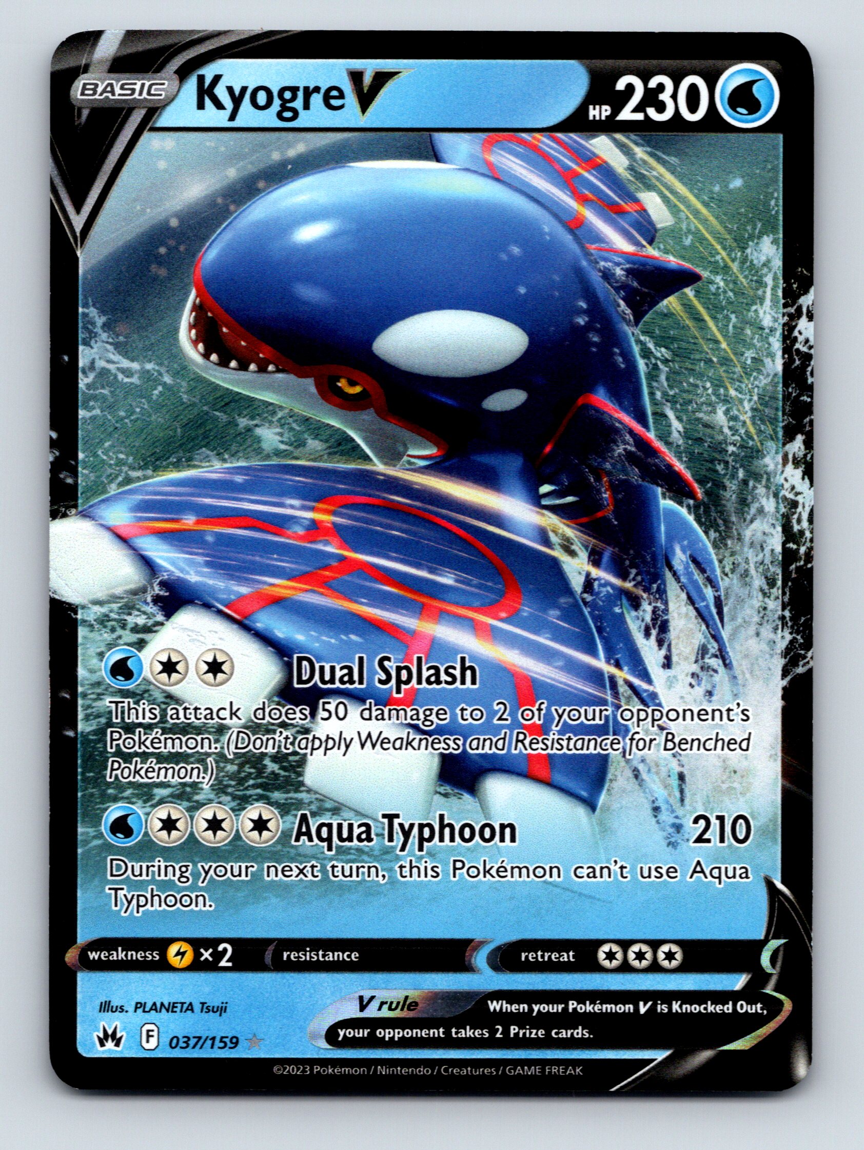 ポケモンカードゲーム aqua Kyogre adv Basic Kyogre V HP 230 Dual Splash Aqua Typhoon Rarity Blue