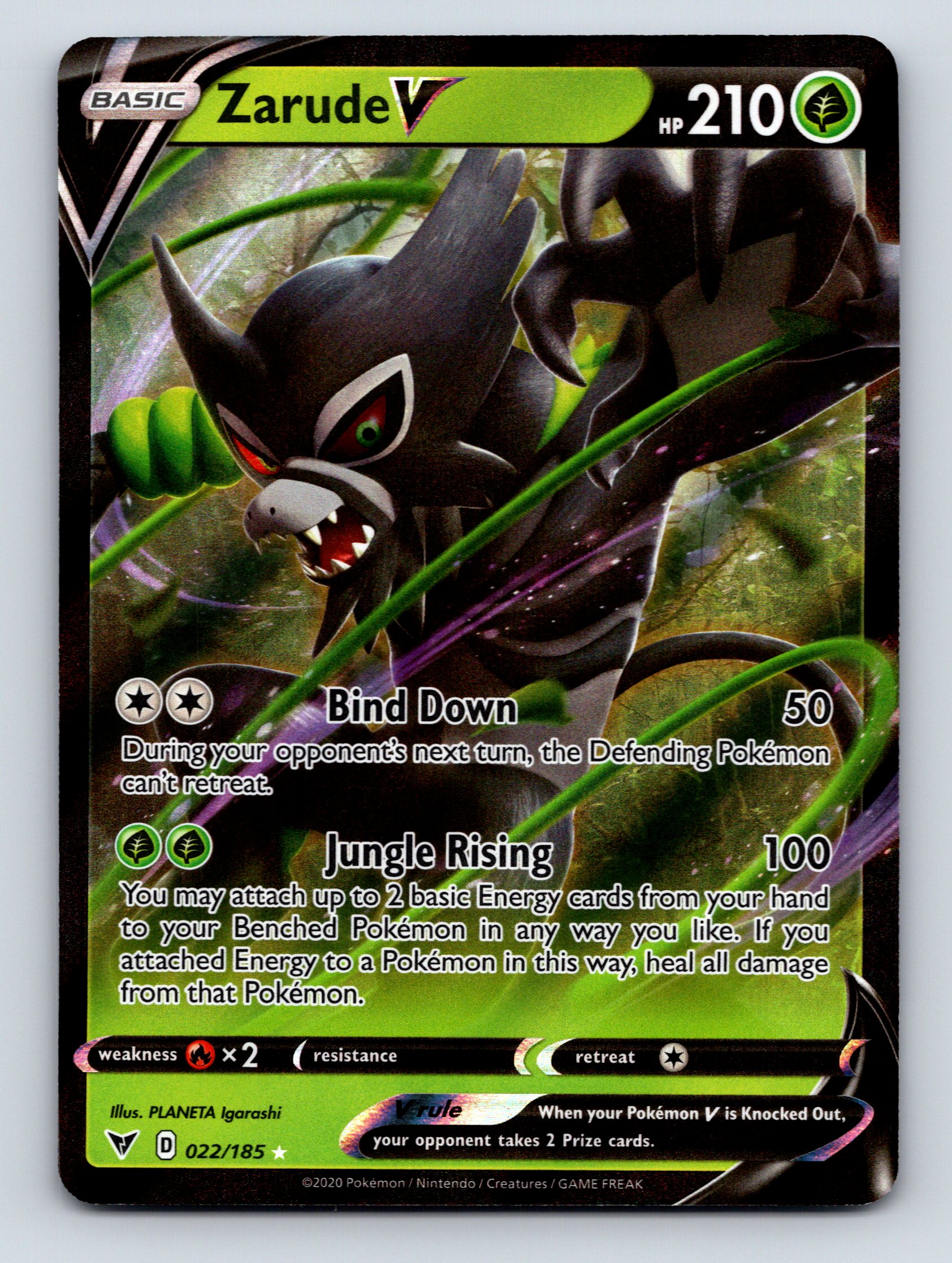 Basic Zarude V HP 210 Jungle Rising Attack Rare Black Pokmon