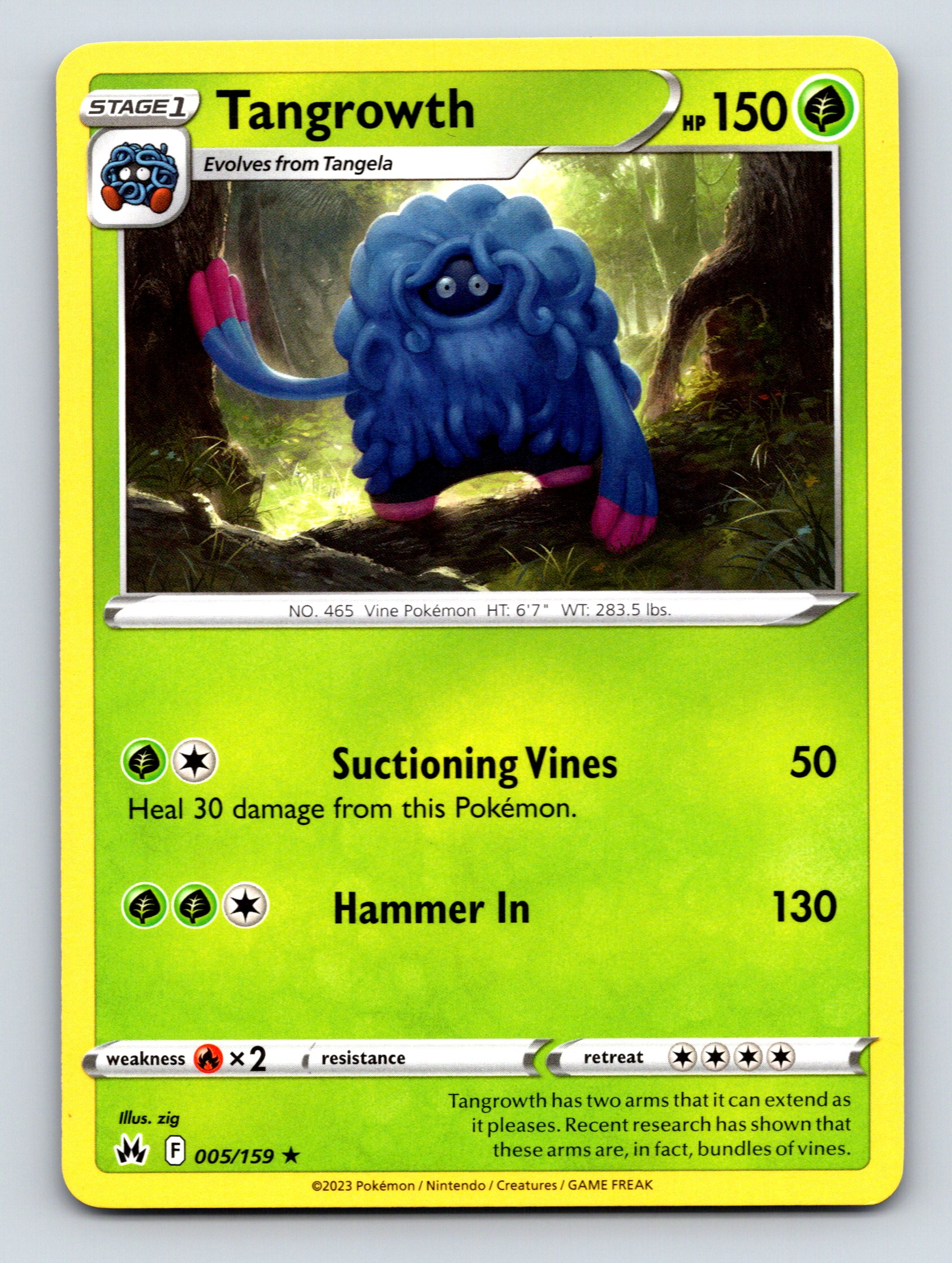 Stage 1 Tangrowth HP 150 Suctioning Vines Attack Rarity Green